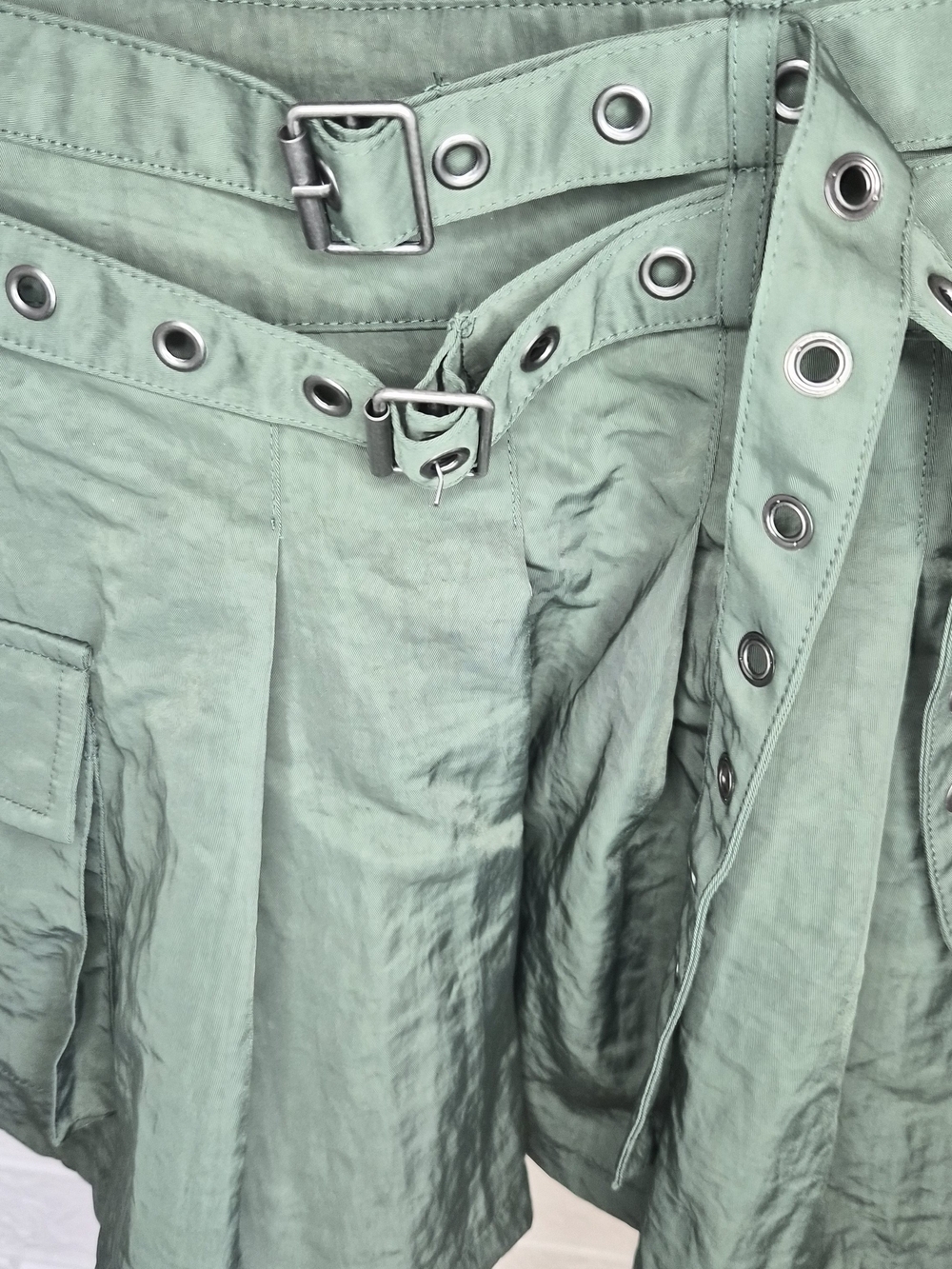 Forever 21 Sage Green Mini Dress with Grommet Belts